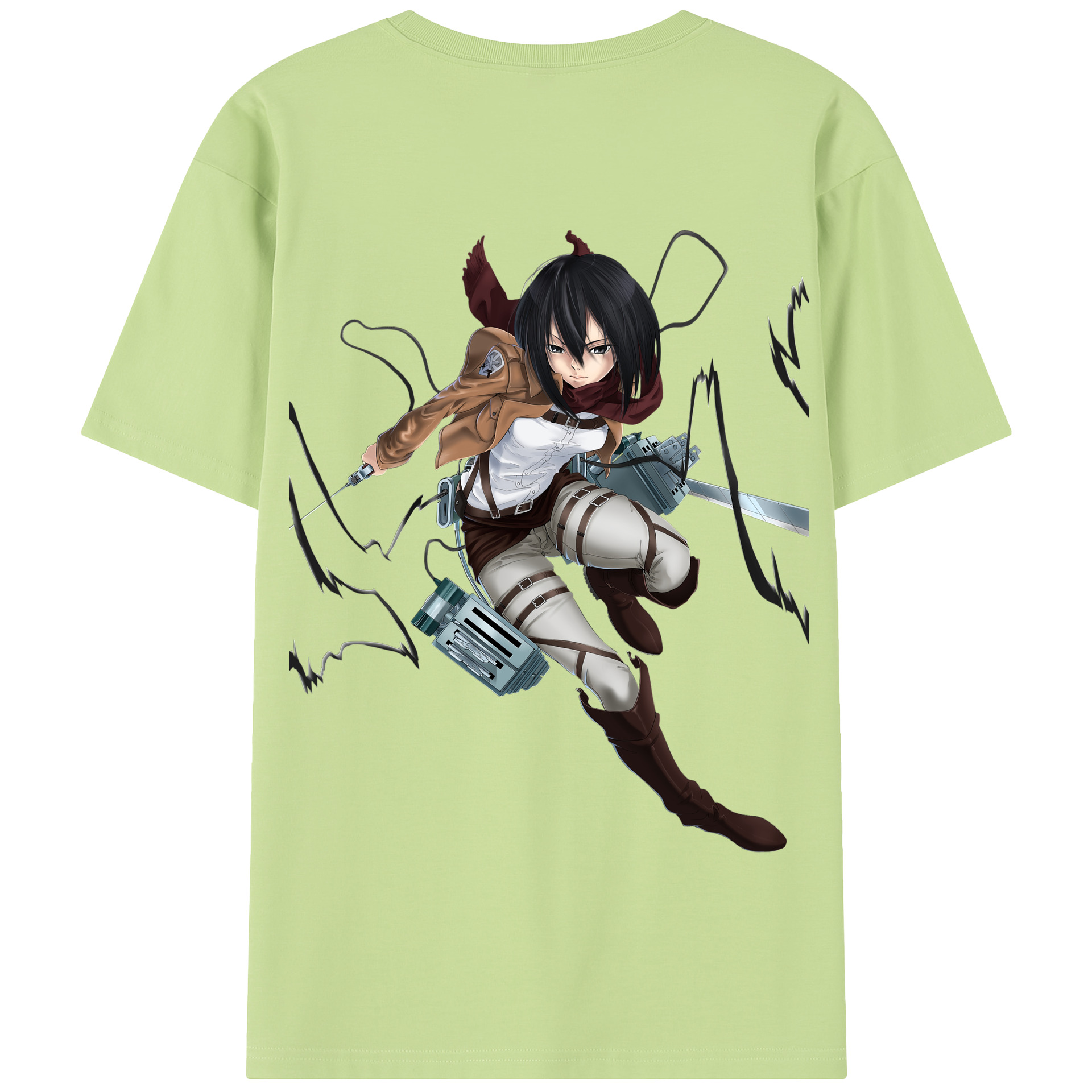 （画像用） 進撃の巨人 ミカサ·アッカーマン Attack on Titan Mikasa Ackerman 綿100％半袖Tシャツ（背面プリント）